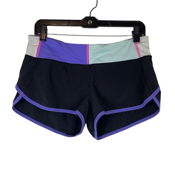 Lululemon Run Speed Short Size 6 Black Power Purple Athletic Workout - Picture 2 of 6
